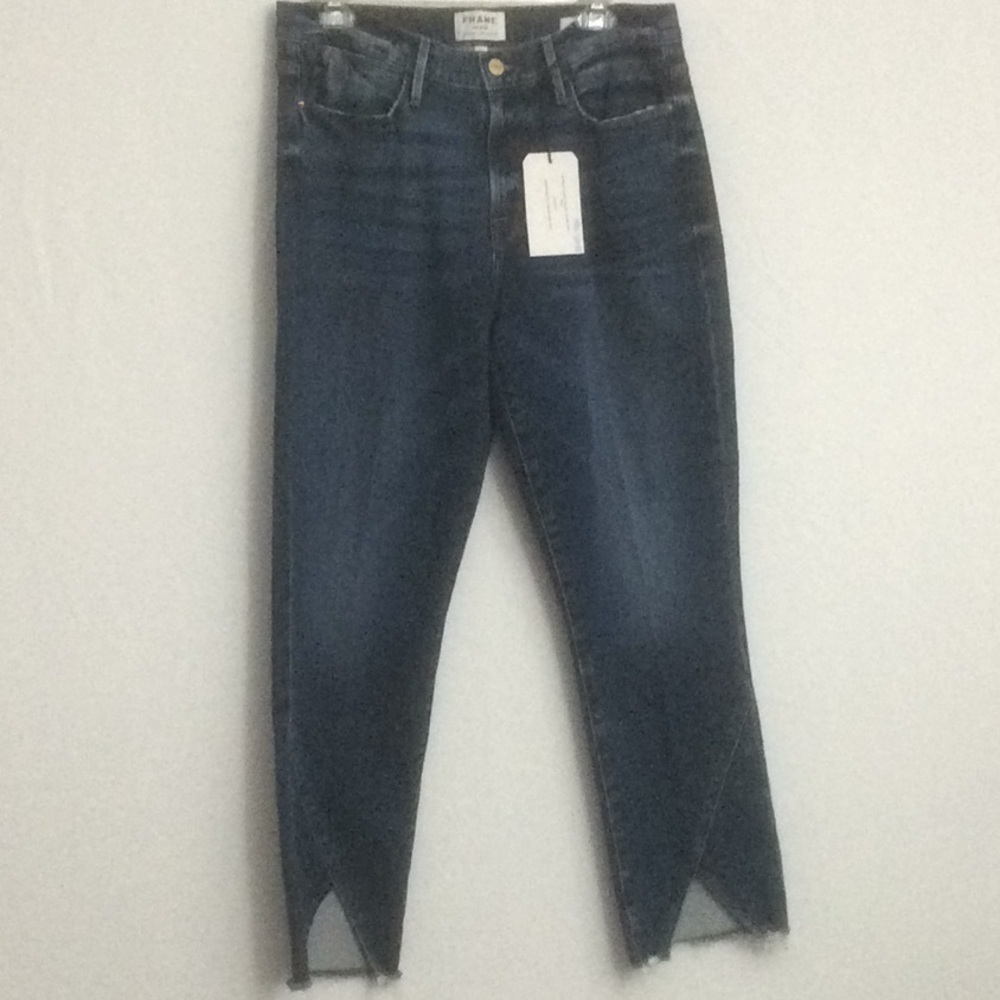 FRAME Le High Straight Asymmetrical Hem Jeans 31